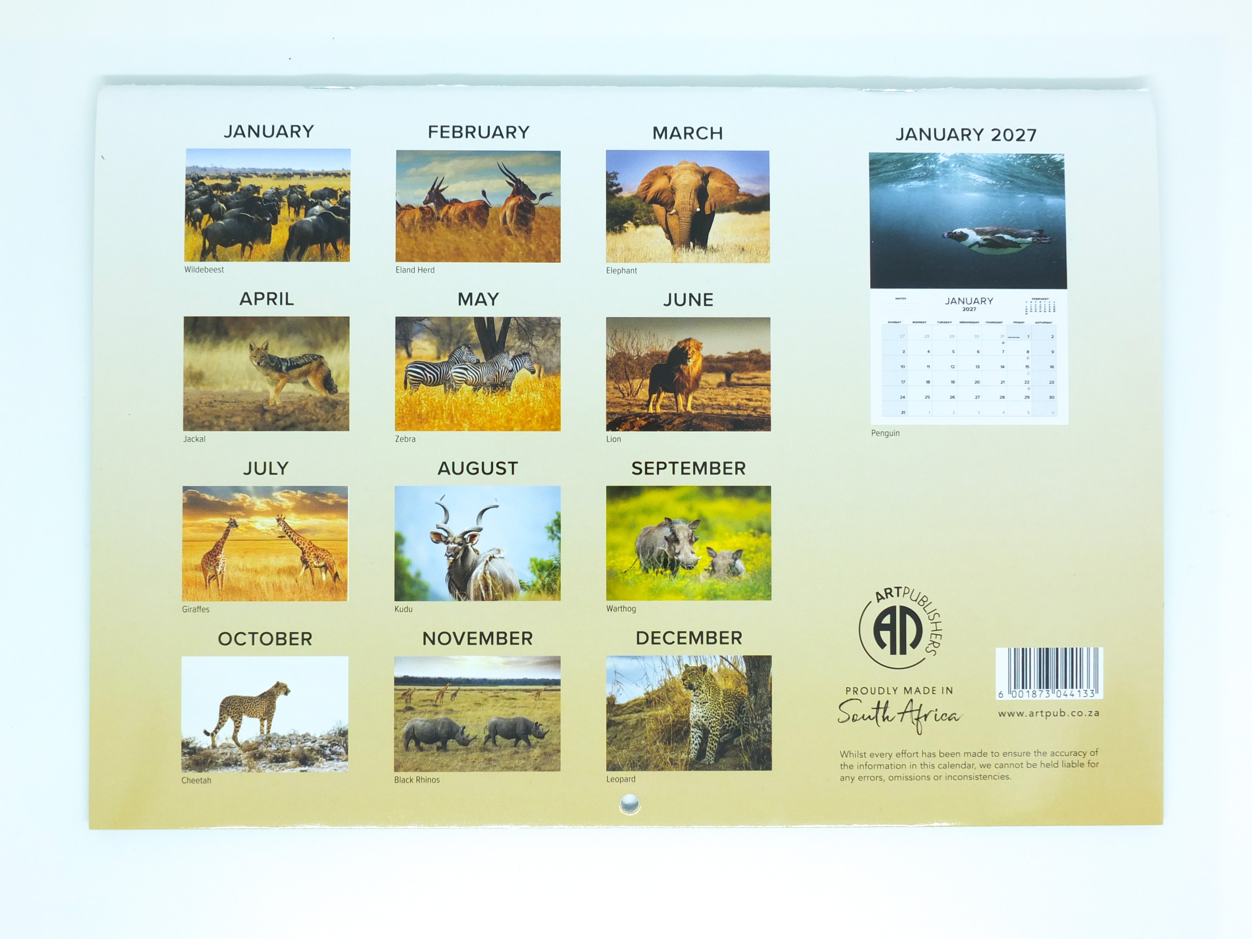 2026 Southern African Wildlife Calendar - Medium
