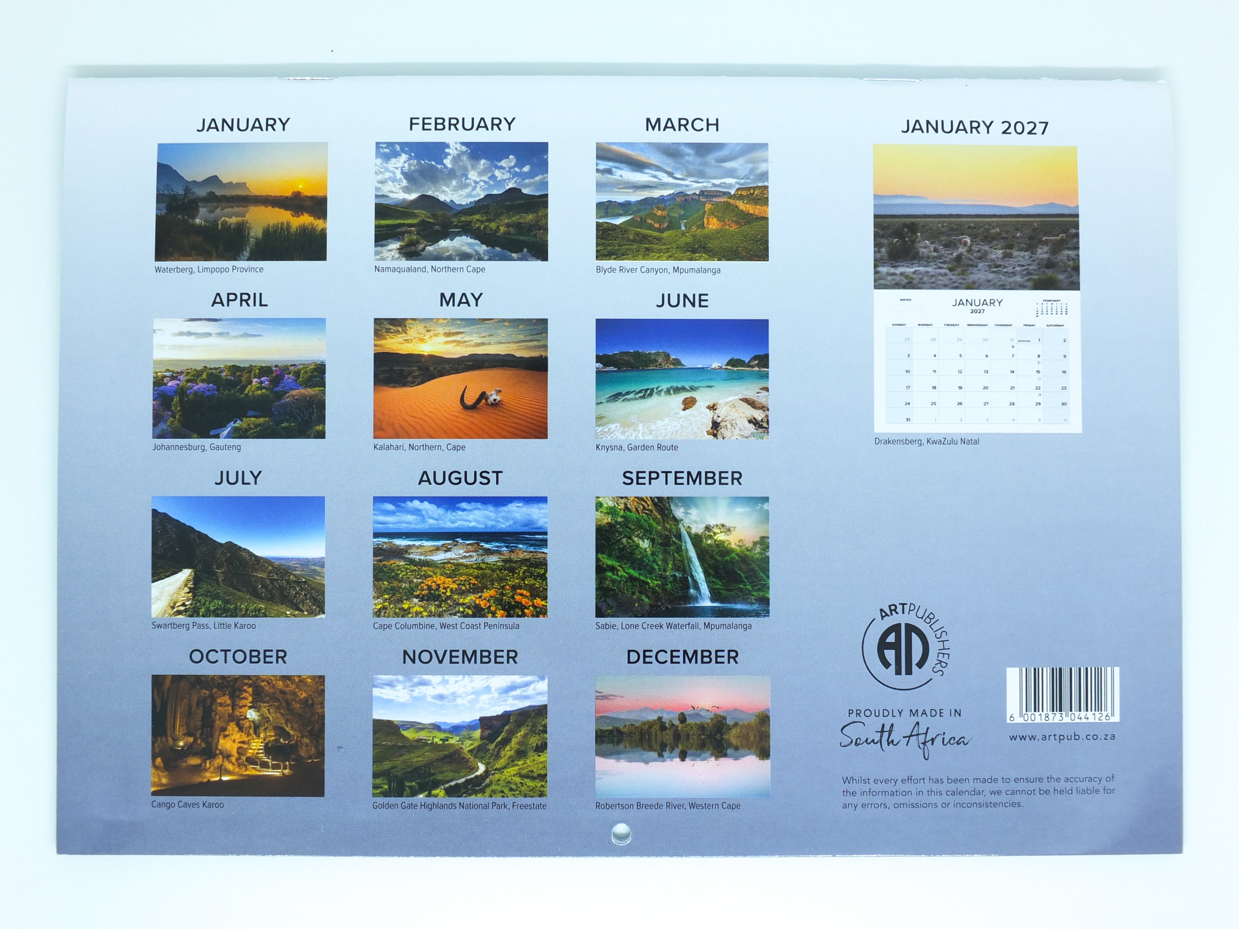 2026 Scenic Splendour of South Africa Calendar - Medium