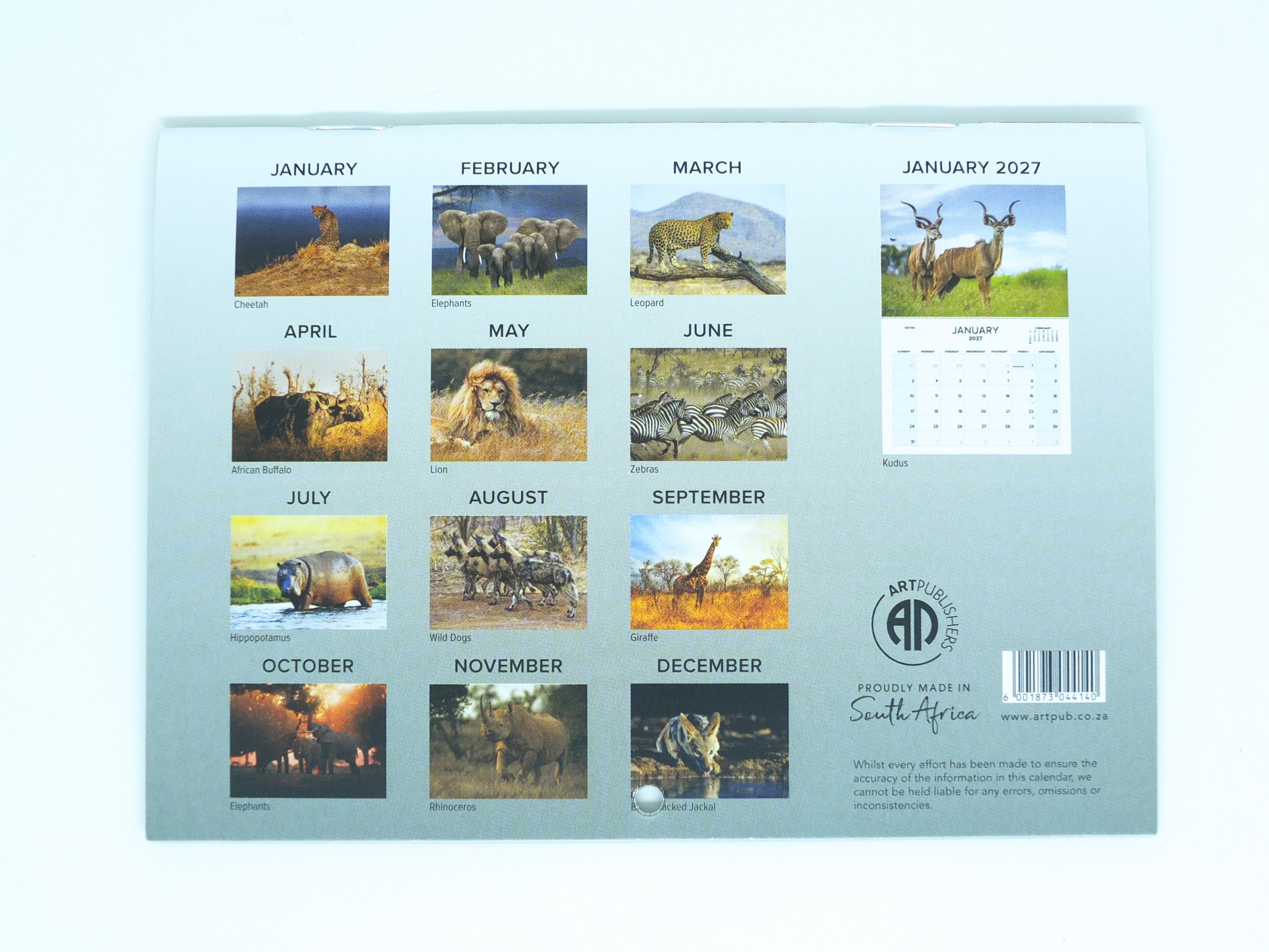 2026 South African Wildlife Calendar - Small