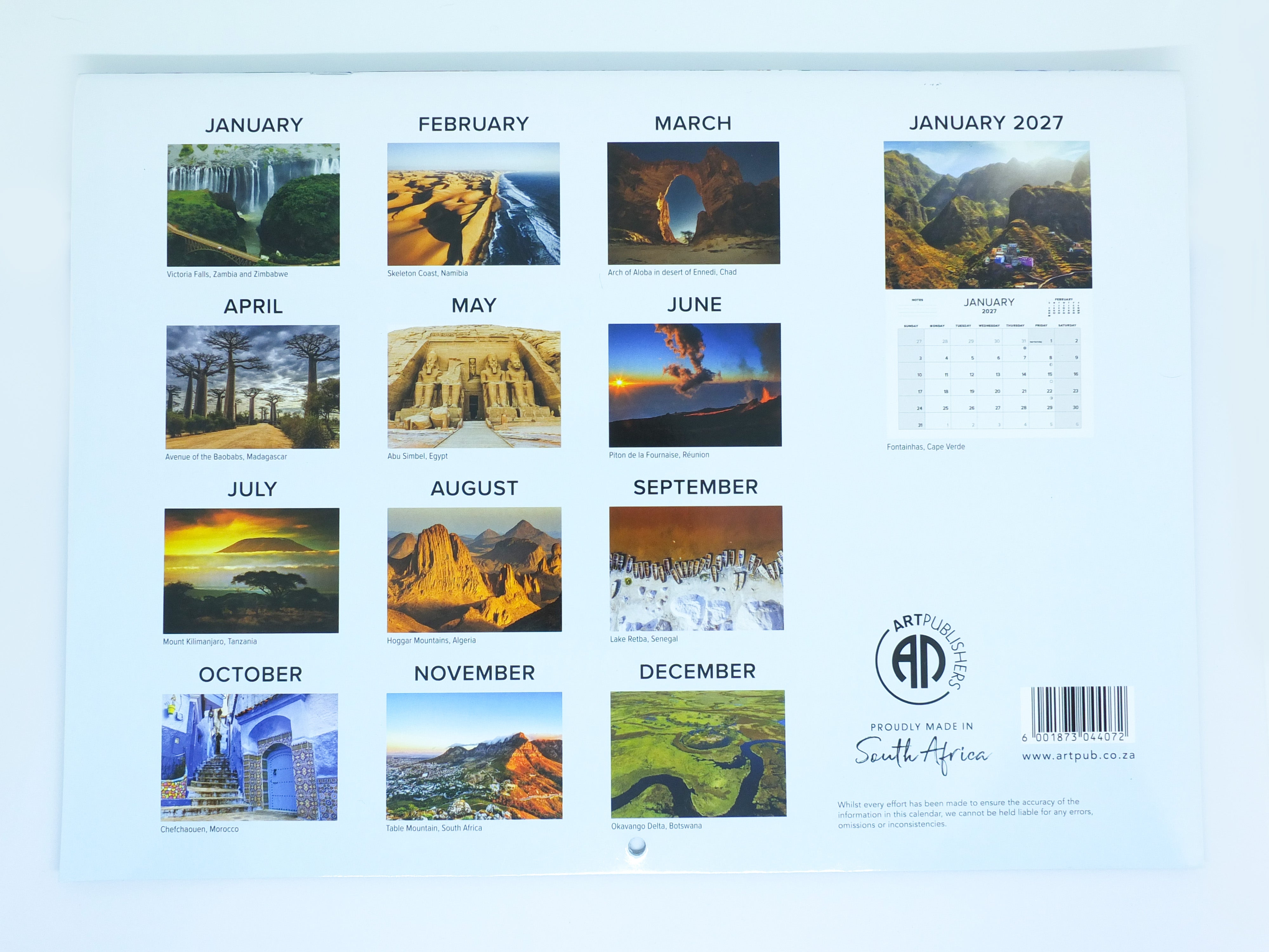 2026 Africa - Beautiful Destinations Calendar - Large