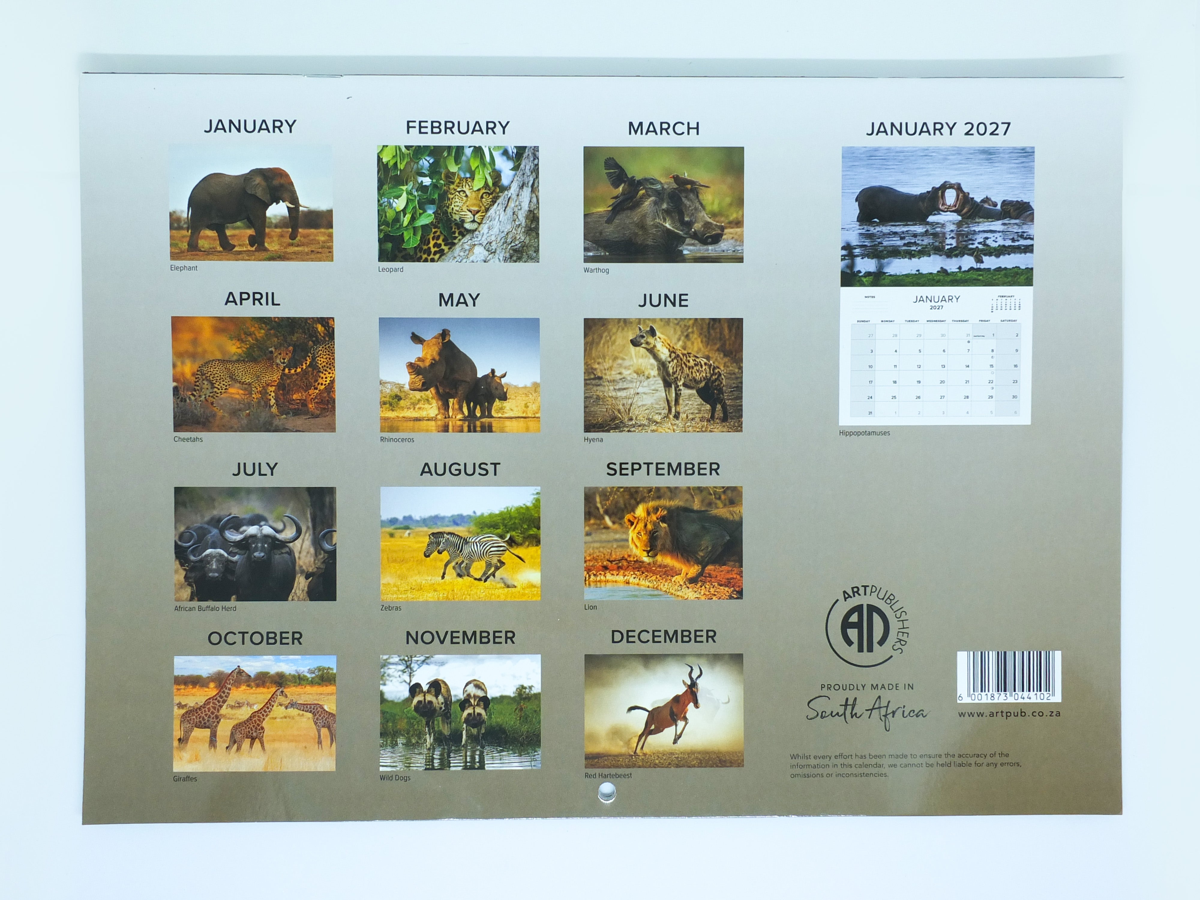 2026 Wildlife of Southern Africa Calendar - Large
