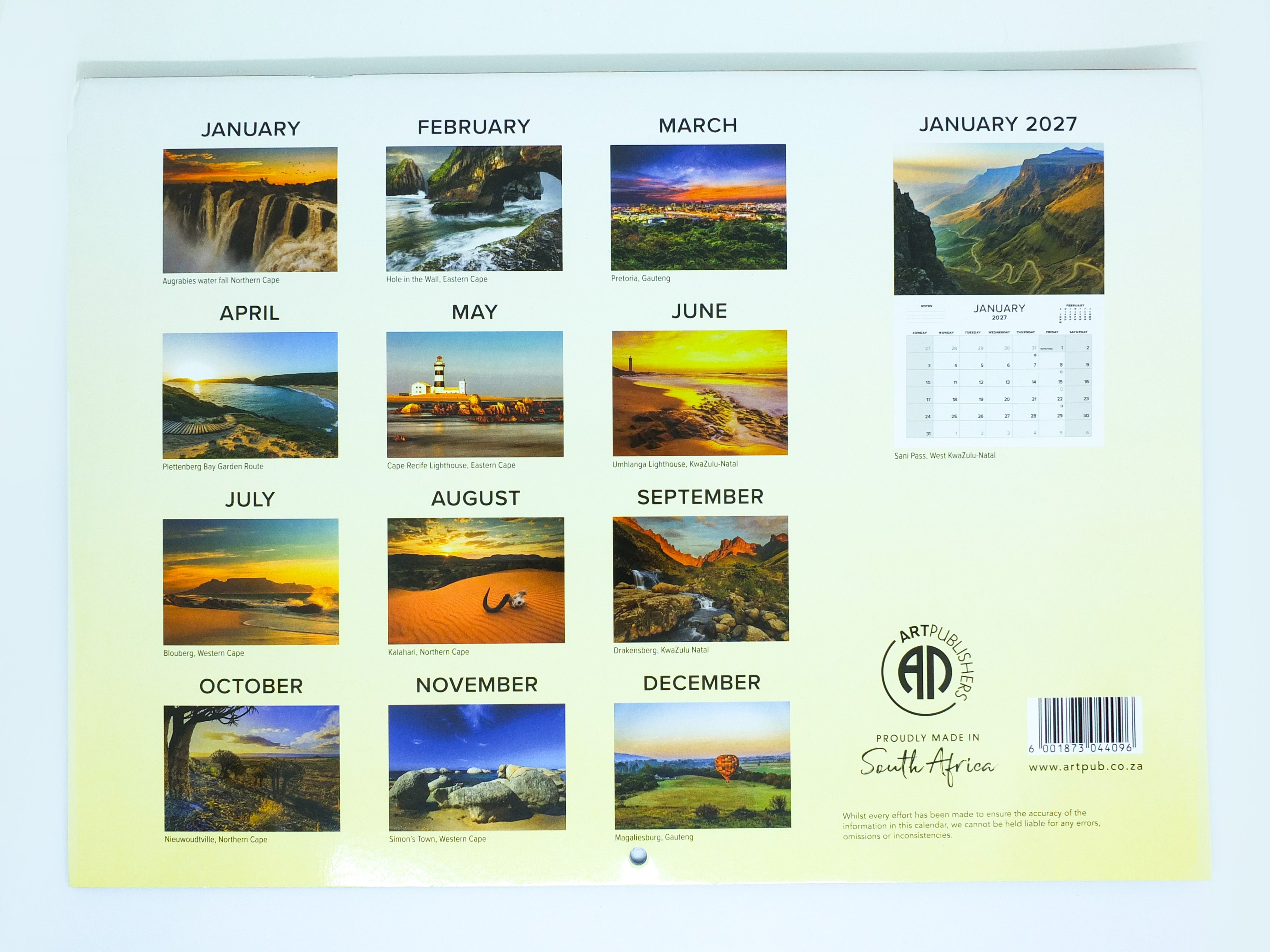 2026 Beautiful South Afrcia Calendar - Large