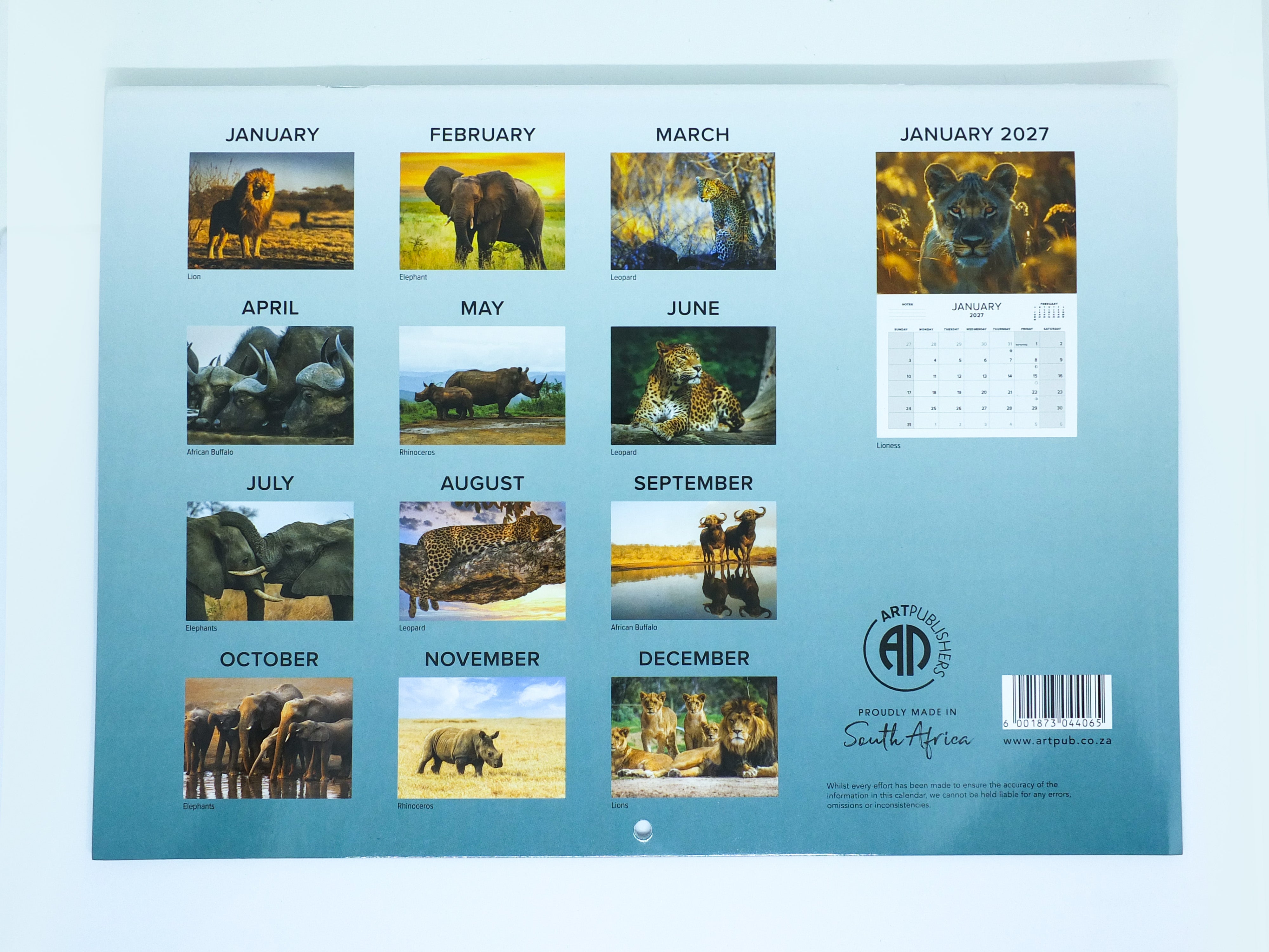 2026 The Big Five of Southern Africa Calendar - Large