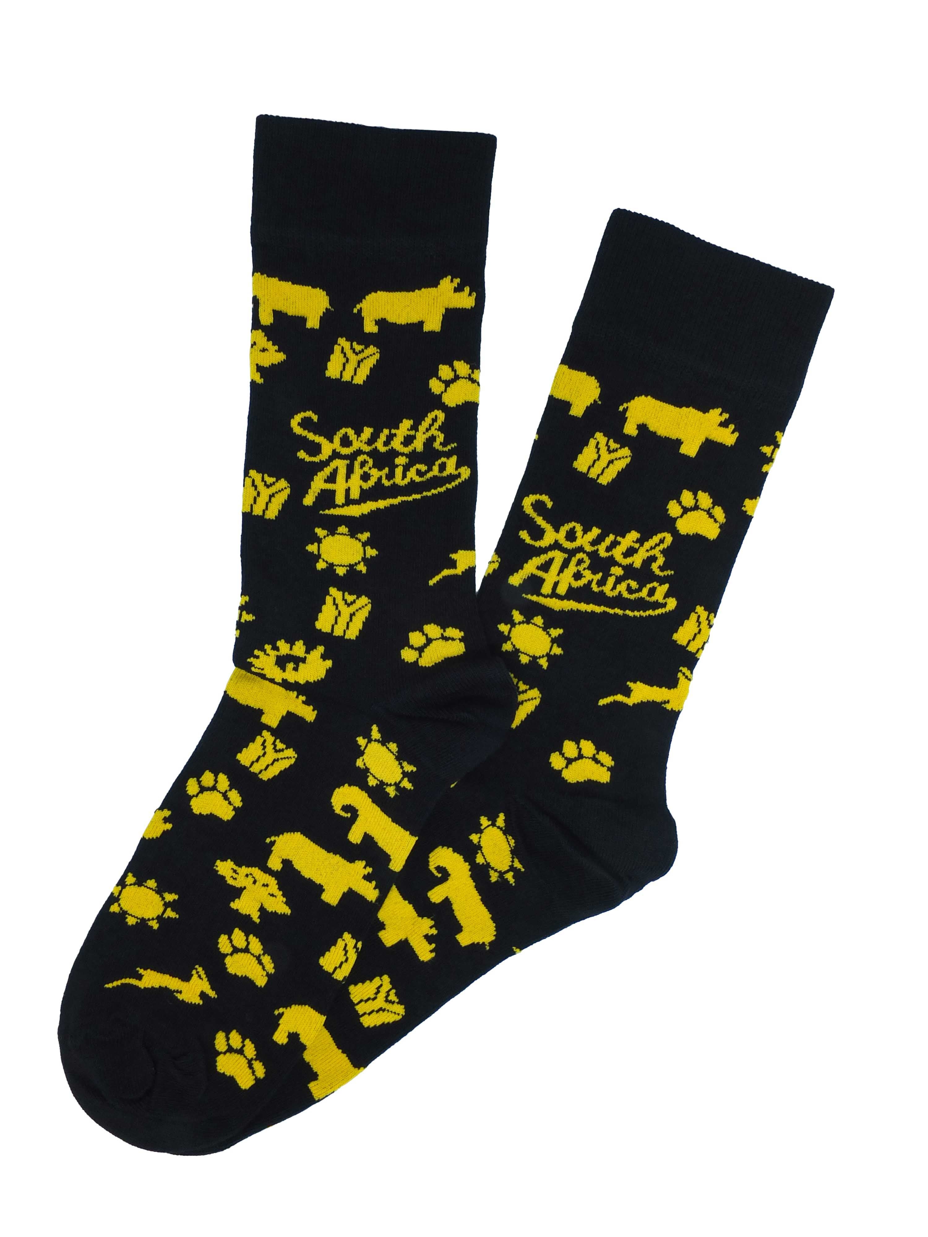 Men Black and Gold South Africa Socks