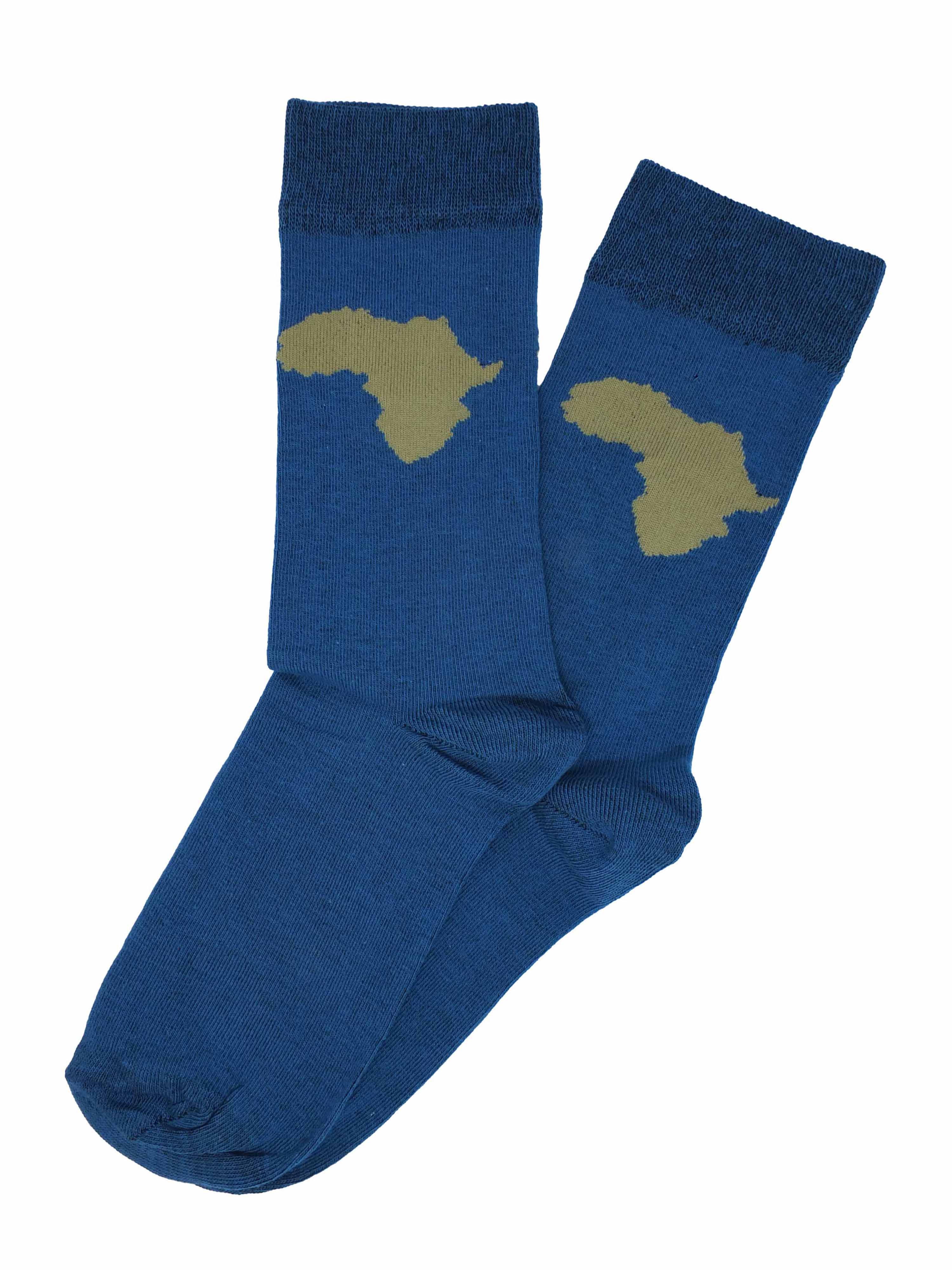 Men Africa Blue/Camel Socks