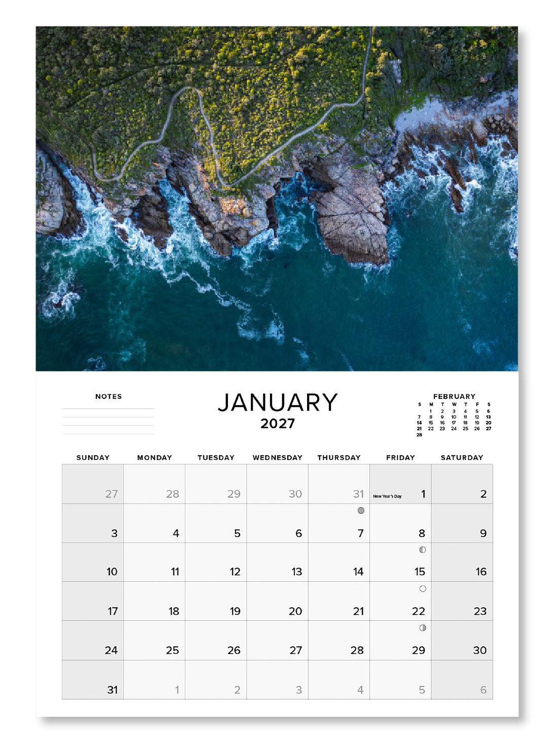 2027 Large Annual Calendar -  Beautiful South Africa
