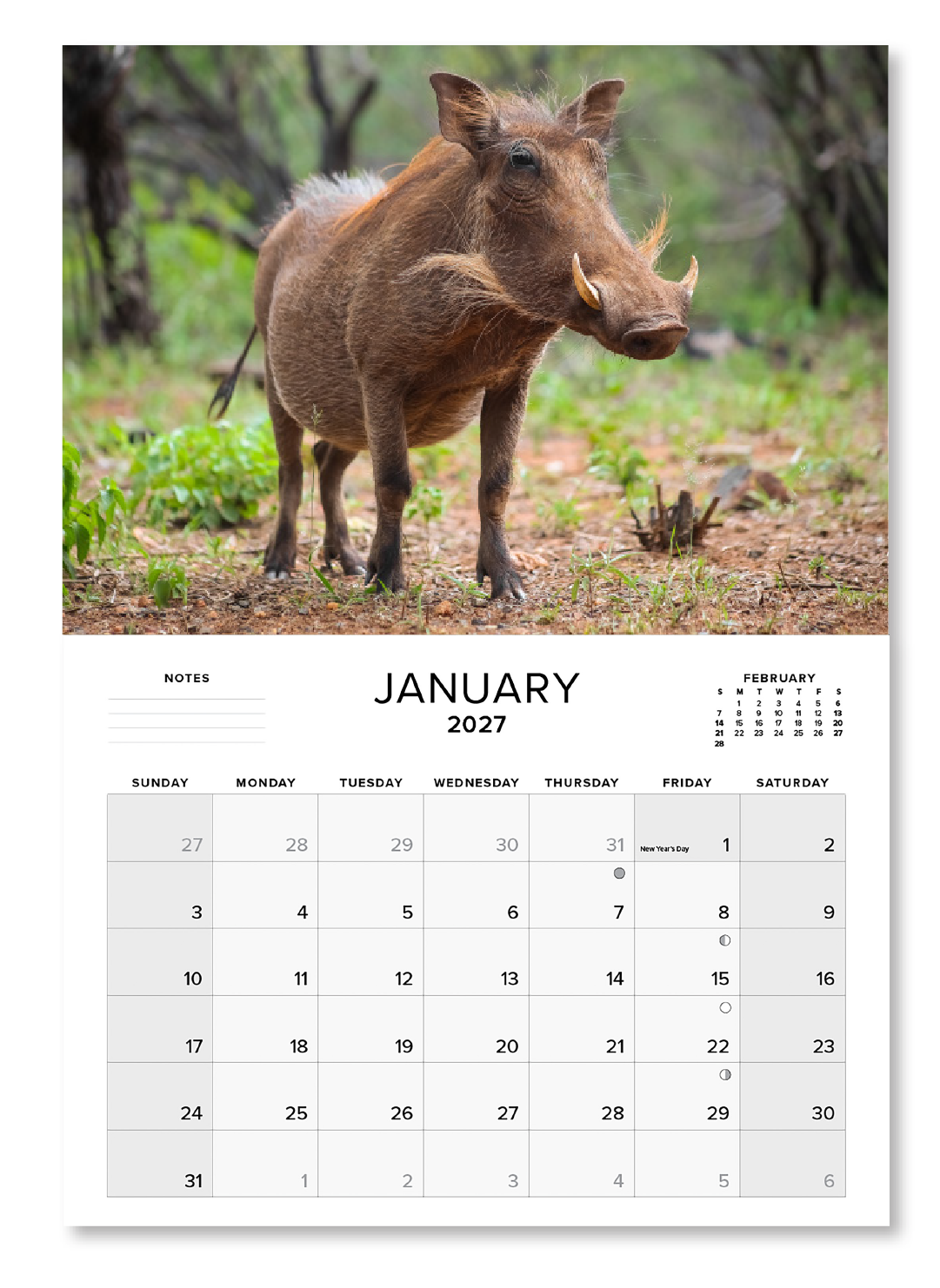 2027 Large Annual Calendar - Wildlife