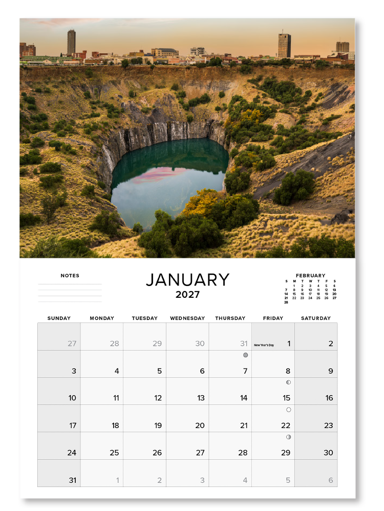 2027 Medium Annual Calendar - South Africa Scenic Splendour