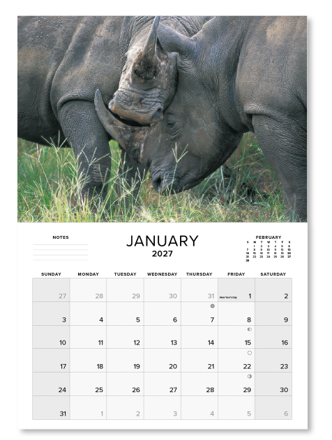 2027 Medium Annual Calendar - Wildlife
