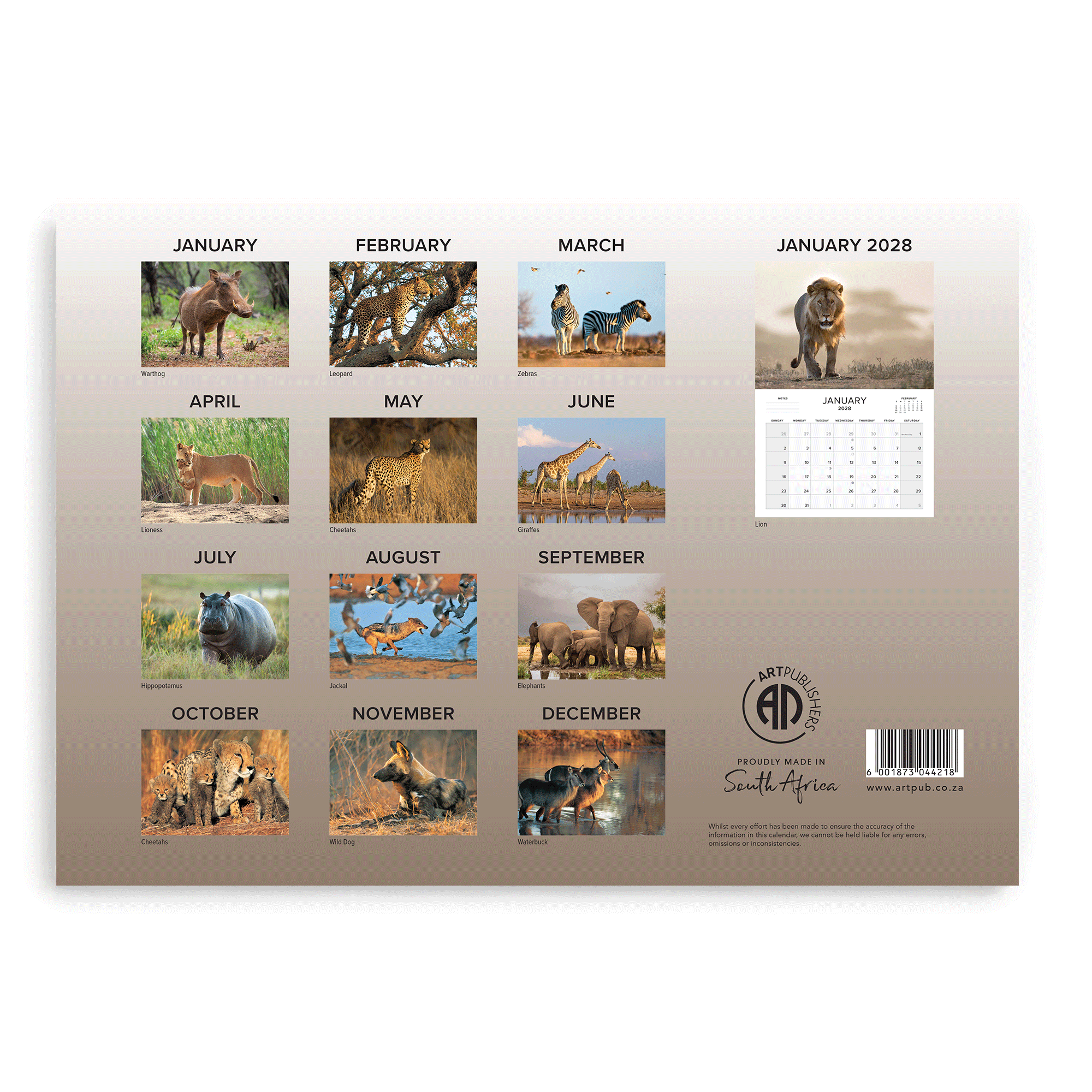 2027 Large Annual Calendar - Wildlife